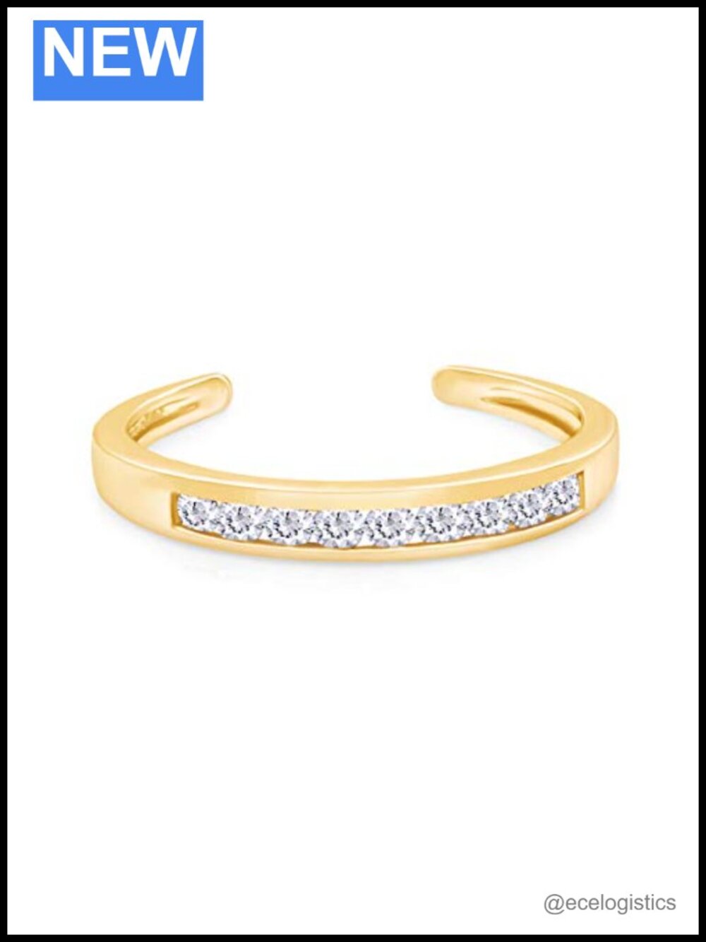 10k Yellow Gold Adjustable Toe Ring Round White Cubic Zirconia